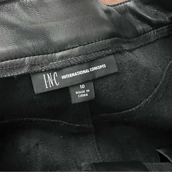 I.N.C International Concepts Women Size 10 Faux Leather Straight Leg Pants Black - Picture 7 of 9